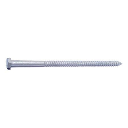 Lag Screw, 1/4 In, 5-1/2 In, Steel, Hot Dipped Galvanized Hex Hex Drive, 100 PK